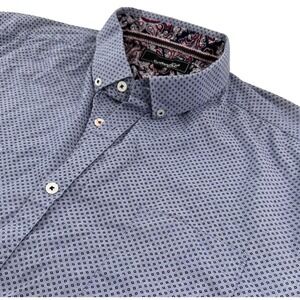 EUC Coastal Oxford‎ Shirt Men XXL 2XL Light Blue Mini Diamond Print Cotton
